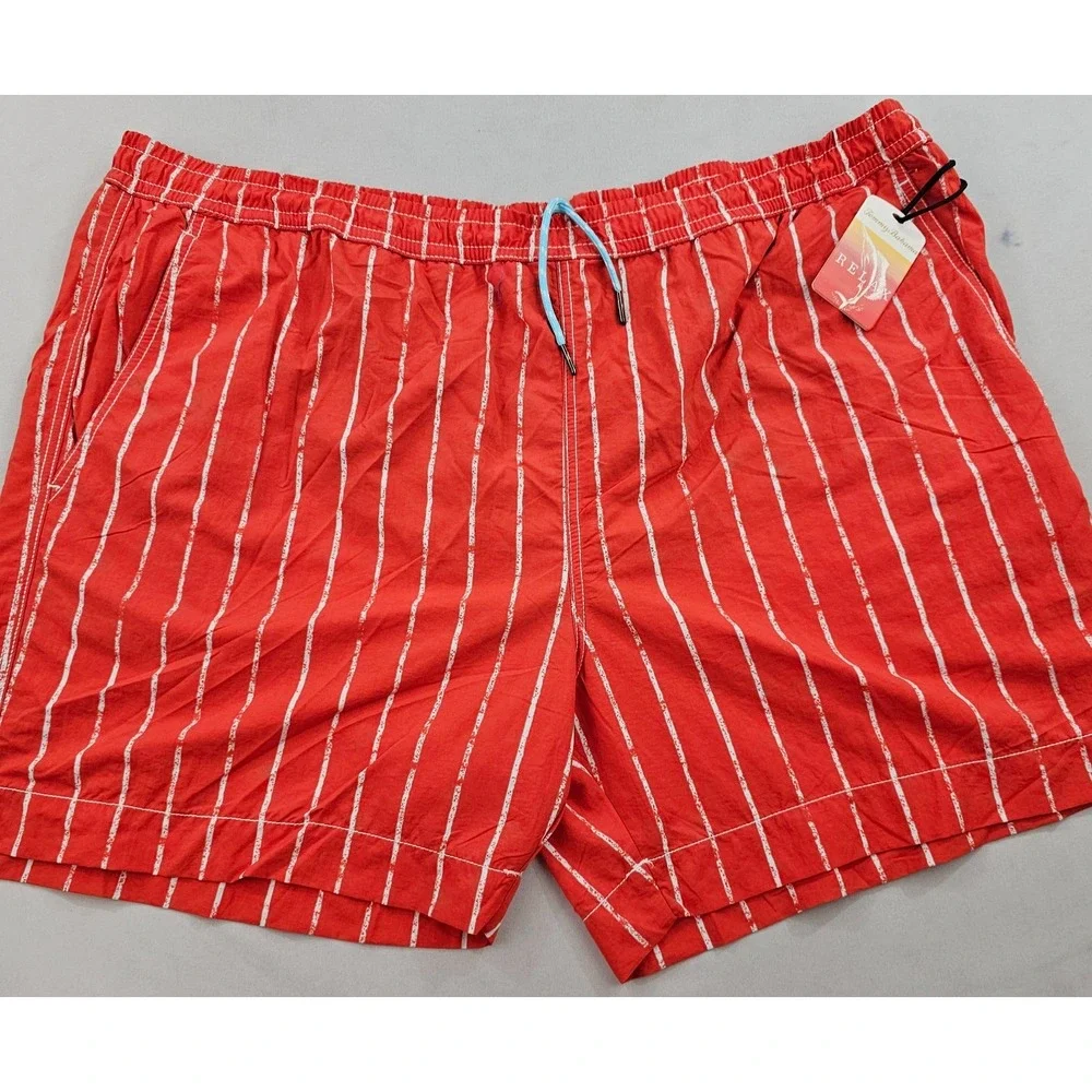 Tommy Bahama Relax Mens 2XL Swim Trunks Red White Striped Nylon Board Shorts